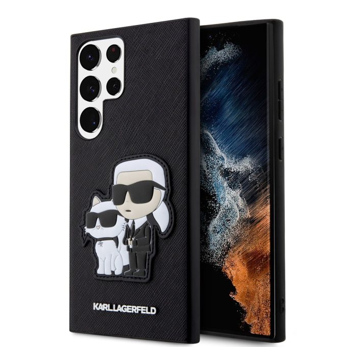 Samsung S23 ULTRA black NFT Saffiano Karl and Choupette KARL LAGERFELD nugarėlė