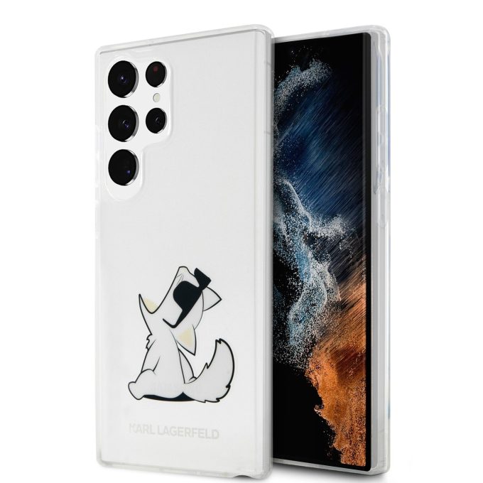 Samsung S23 ULTRA transparent Choupette eat KARL LAGERFELD nugarėlė